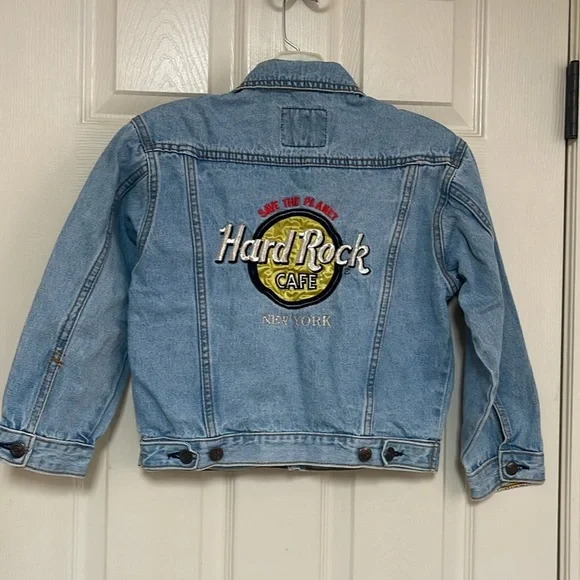 Hard Rock Cafe New York vintage blue jean jacket. Size 8